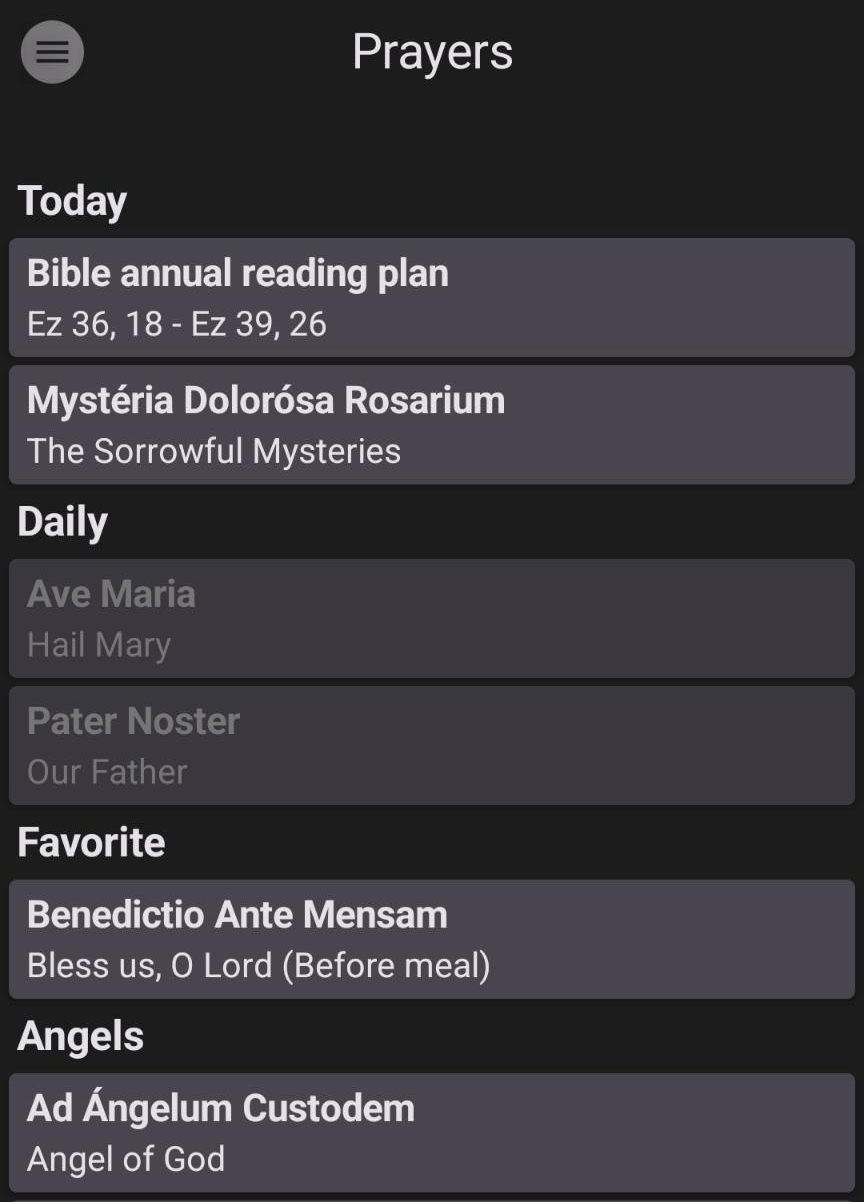 List of prayers Latin and English